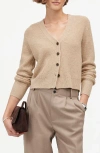 Madewell Softwool Shrunken V-neck Cardigan In Heather Oatmeal