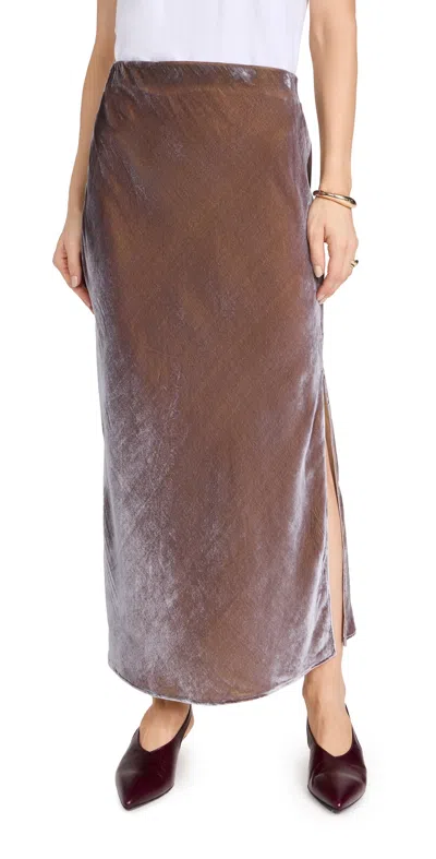 Madewell Solana Slip Velvet Maxi Skirt Iridescent Grey