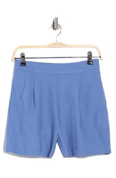 Madewell Solid Linen Blend Shorts In Blue