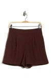 Madewell Solid Linen Blend Shorts In Brown