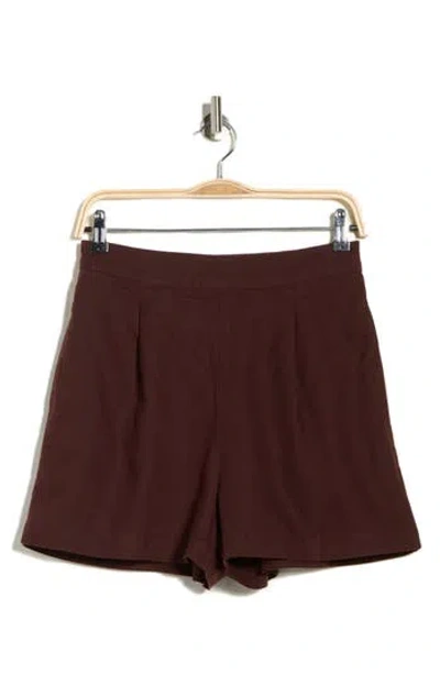 Madewell Solid Linen Blend Shorts In Brown
