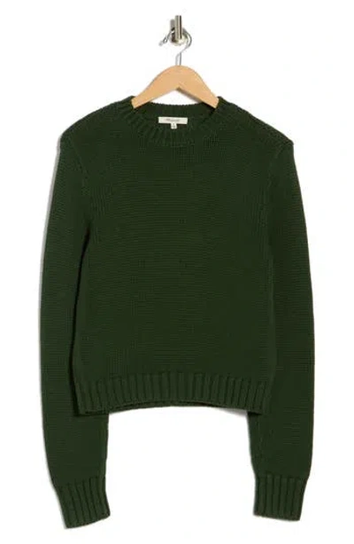 Madewell Solid Relaxed Cotton Sweater In Green