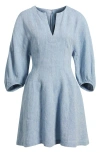 Madewell Splitneck Mini Dress In Blue