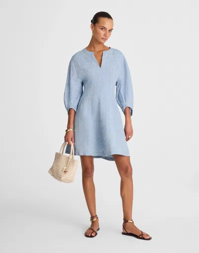 Madewell Splitneck Mini Dress In Blue