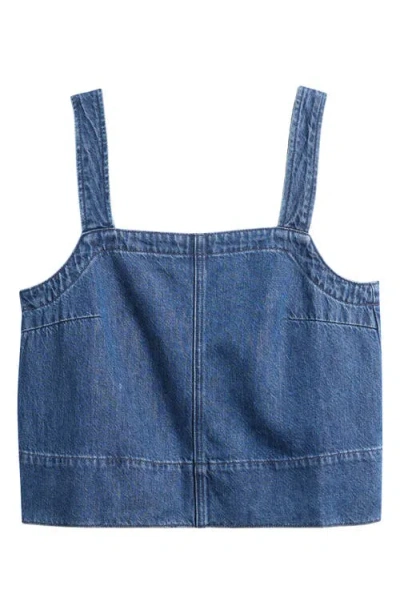 Madewell Square Neck Denim Crop Tank In Mcnair Wash