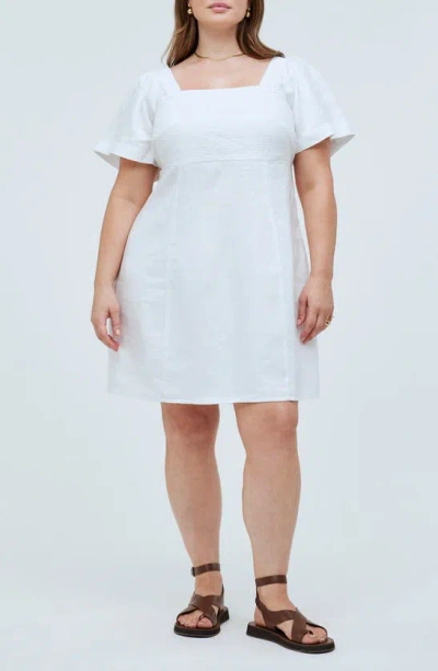 Madewell Square Neck Linen Minidress In Eyelet White