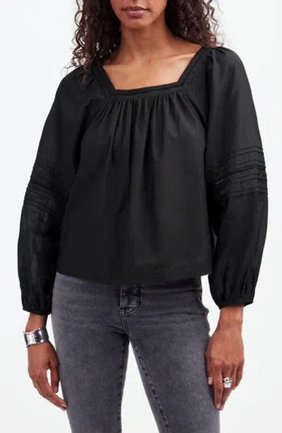 Madewell Square Neck Long Sleeve Top In True Black