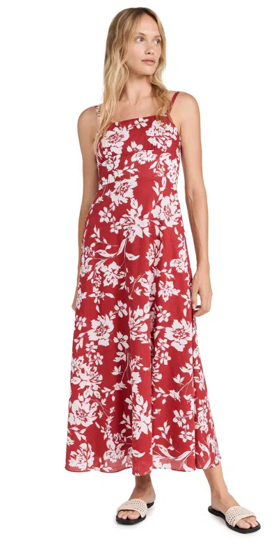 Madewell Floral Square Neck Tank Dress In Exploded Red Floral