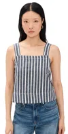 MADEWELL SQUARE NECK TOP IN LINEN BLEND STRIPE STRIPE TWILL