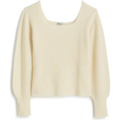Madewell Square Neck Wool & Cashmere Pullover Sweater In Heather Cloud