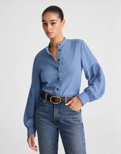Madewell Stand-collar Button-up Shirt In Blue