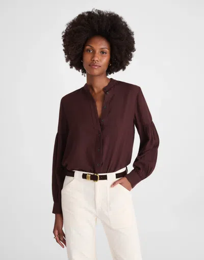 Madewell Stand-collar Button-up Shirt In Brown