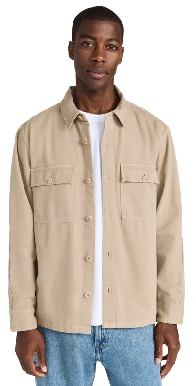 Madewell Station Shirt Garment Dye Driftwood In Heather Cream