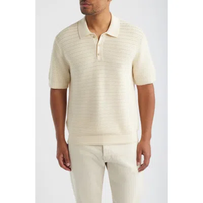 Madewell Textured Open-stitch Polo In Neutral