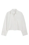 Madewell Straight Hem Crop Linen & Cotton Button-up Shirt In White