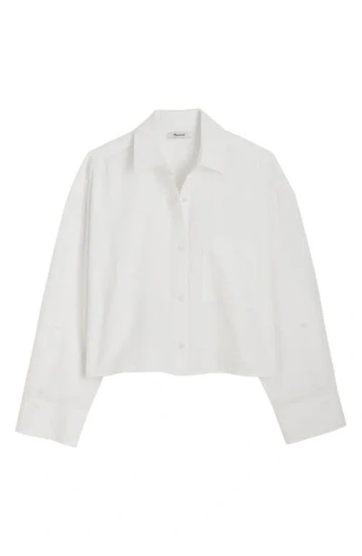 Madewell Straight Hem Crop Linen & Cotton Button-up Shirt In White
