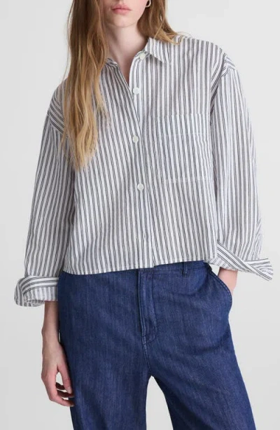 Madewell Straight Hem Linen & Cotton Button-up Shirt In Multi