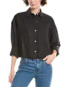 Madewell Straight-hem Linen-blend Shirt In Black