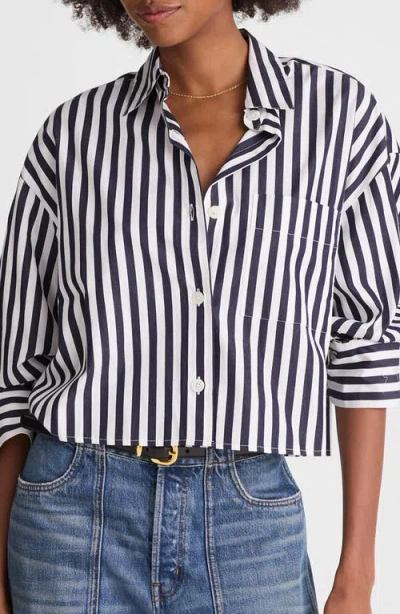 Madewell Straight Hem Poplin Shirt In Blue