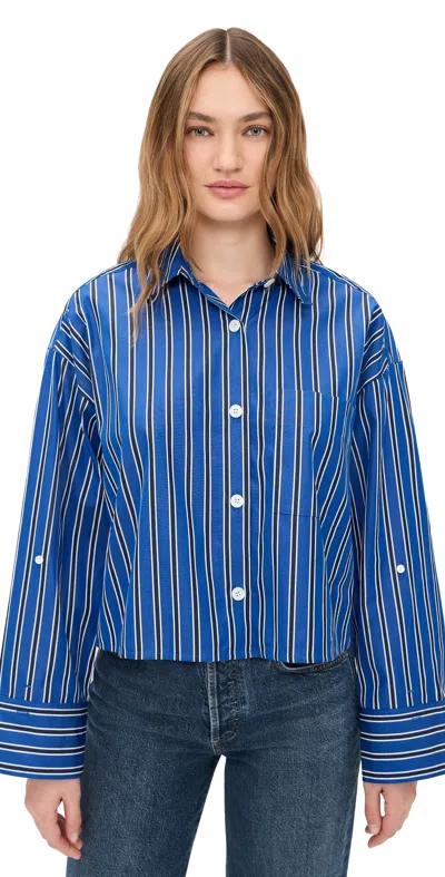 Madewell Straight Hem Shirt In Poplin Riviera Coast Stripe In Blue