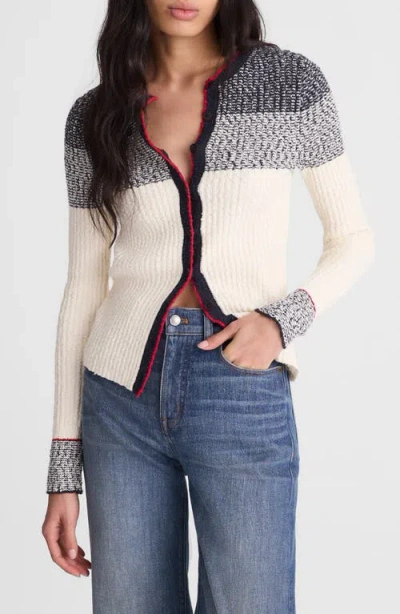 Madewell Striped Boucl&eacute;-knit Cardigan In White