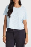 Madewell Stripe Boxy Crop Slub T-shirt In Blue