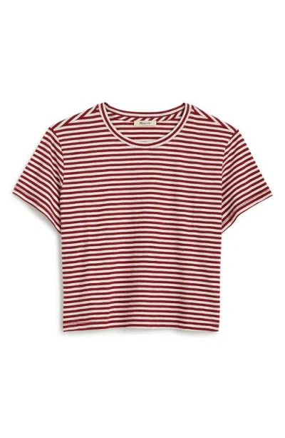 Madewell Stripe Boxy Crop Slub T-shirt In Claret