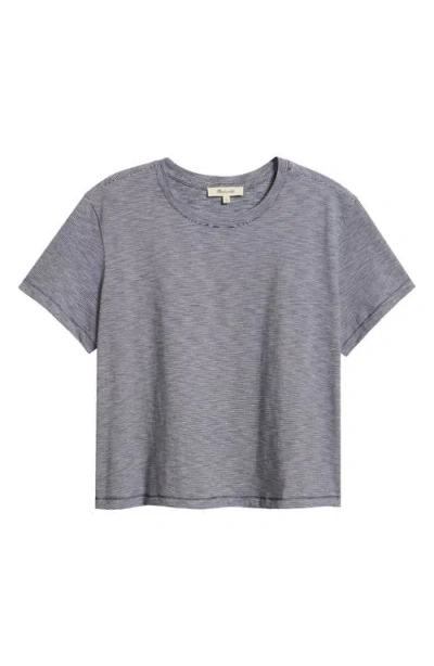 Madewell Stripe Boxy Crop Slub T-shirt In Blue