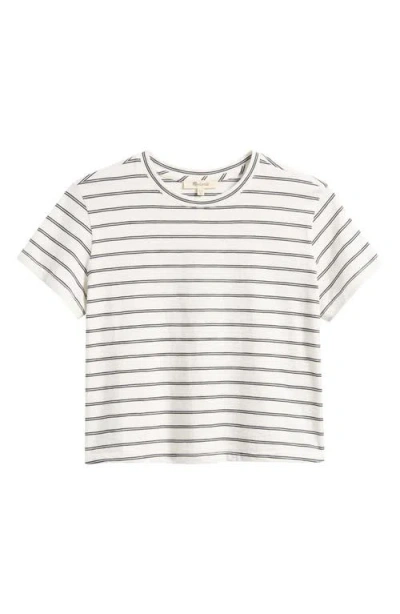 Madewell Stripe Boxy Crop Slub T-shirt In White