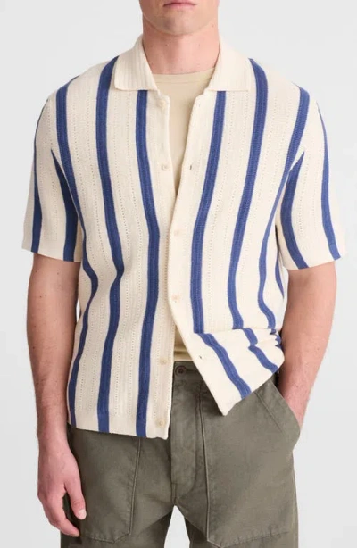 Madewell Stripe Button-up Cotton Sweater Polo In Gray