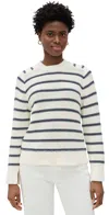Madewell Stripe Clean Cotton Kyla Pullover Bright Ivory Navy Stripe In Bright Ivory Navy Stripe