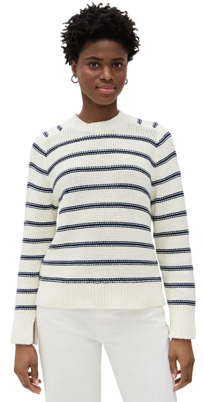 Madewell Stripe Clean Cotton Kyla Pullover Bright Ivory Navy Stripe