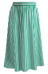 Madewell Stripe Cotton Poplin Midi Skirt In Verdant Green