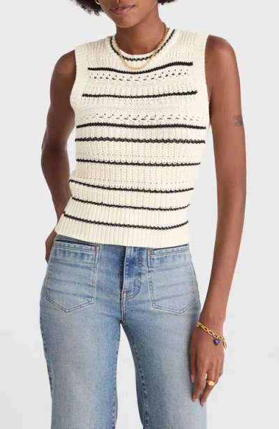 Madewell Stripe Cotton Sweater Vest In White