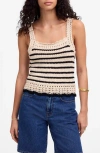 Madewell Stripe Crochet Sweater Tank In Neutral