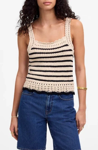 Madewell Stripe Crochet Sweater Tank In Neutral
