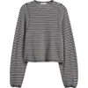 Madewell Stripe Curved Long Sleeve T-shirt In Black