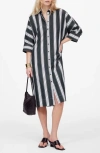 Madewell Stripe Dolman Sleeve Poplin Midi Shirtdress In Summit Green
