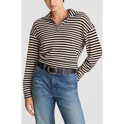 Madewell Half Zip Stripe Jacket In Black
