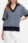 Madewell Stripe Johnny Collar Sweater T-shirt