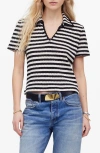 Madewell Stripe Knit Polo In Vintage Ivory
