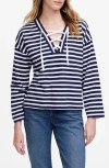 Madewell Stripe Lace-up Long Sleeve Top