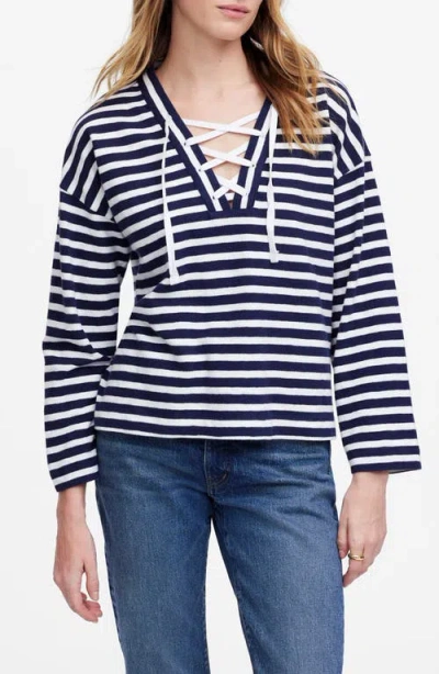 Madewell Stripe Lace-up Long Sleeve Top