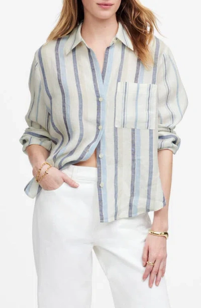 Madewell Stripe Linen Button-up Shirt In Multi