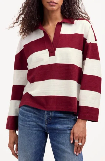Madewell Stripe Long Sleeve Rugby Polo In Aroma