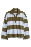 Madewell Stripe Long Sleeve Rugby Polo In Faded Ivy