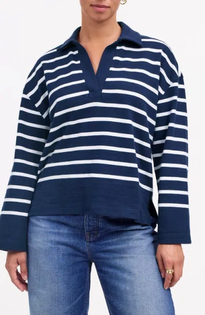 Madewell Stripe Long Sleeve Rugby Shirt In True Midnight