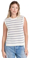 MADEWELL STRIPE MELINA PUFF TRIM VEST BRIGHT IVORY