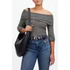 Madewell Stripe Off The Shoulder Alpaca Blend Sweater In Night Vision Stripe