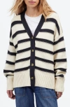 Madewell Stripe Oversize Cotton Cardigan In Cream Navy Stripe